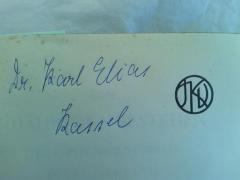 - (Elias, Karl), Von Hand: Autogramm, Ortsangabe; 'Dr. Karl Elias
Kassel'. 