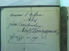 - (Dzialoszynski, Moritz;[Dzialoszynski], Max ), Von Hand: Name, Datum, Widmung; 'meinem l[ieben] Neffen
Max
zum Andenken
Moritz Dzialoszynski,
ט׳ו מנחם אב תרפ׳׳ה לפק
[15. Menachem Av 685 l.f.ḳ.]
'. 