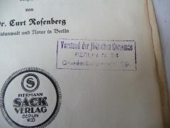 - (Jüdische Gemeinde zu Berlin), Stempel: Ortsangabe, Name; 'Vorstand der jüdischen Gemeinde
Berlin N. 24
Oranienburgerstr. 29'. 