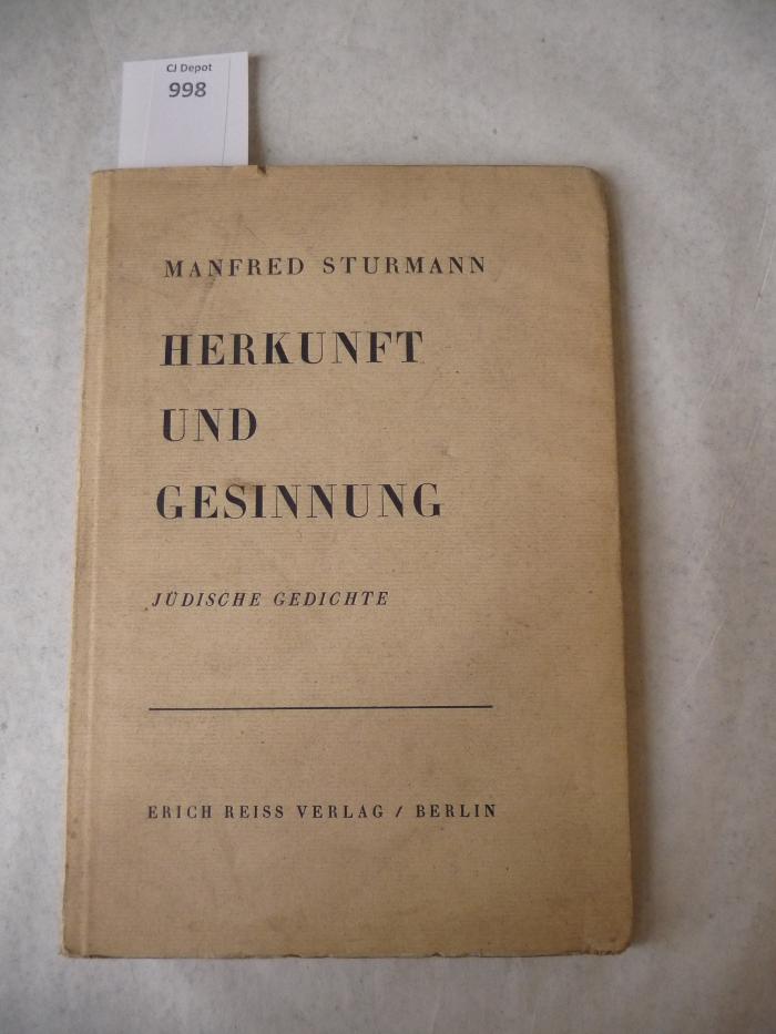  Herkunft und Gesinnung. Jüdische Gedichte. (1935)