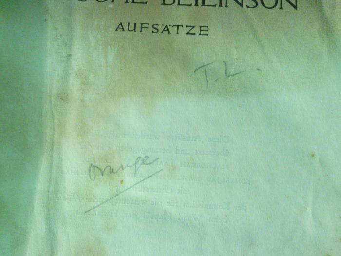 Asch2972 : Aufsätze (1937);- (unbekannt), Von Hand: Notiz; 'T.L.
Orange'. 