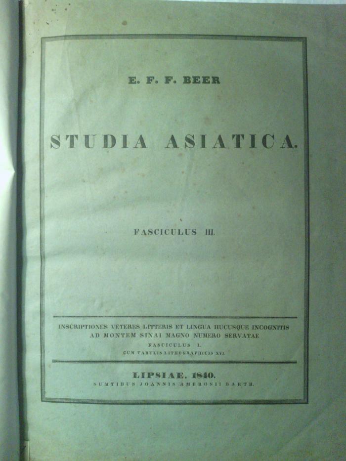 Asch3538 : Studia asiatica. Fasciculus (1840)