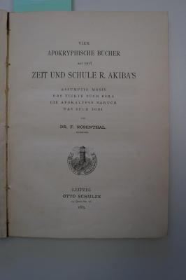 Asch4278 : Vier apokryptische Bücher aus der Zeit und Schule R. Akiba's (1885)