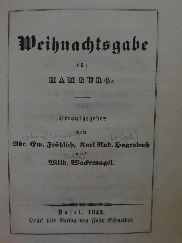 Ch 666: Weihnachtsgabe für Hamburg (1842)