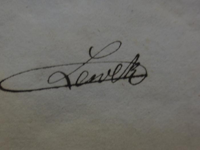 Ch  595: W. G. Becker's Taschenbuch zum geselligen Vergnügen (1815);- (Lewek, [?]), Von Hand: Autogramm, Name; 'Lewek'. 