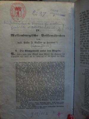 Ci  97: IV. Mecklenburgische Volksmährchen (1840)