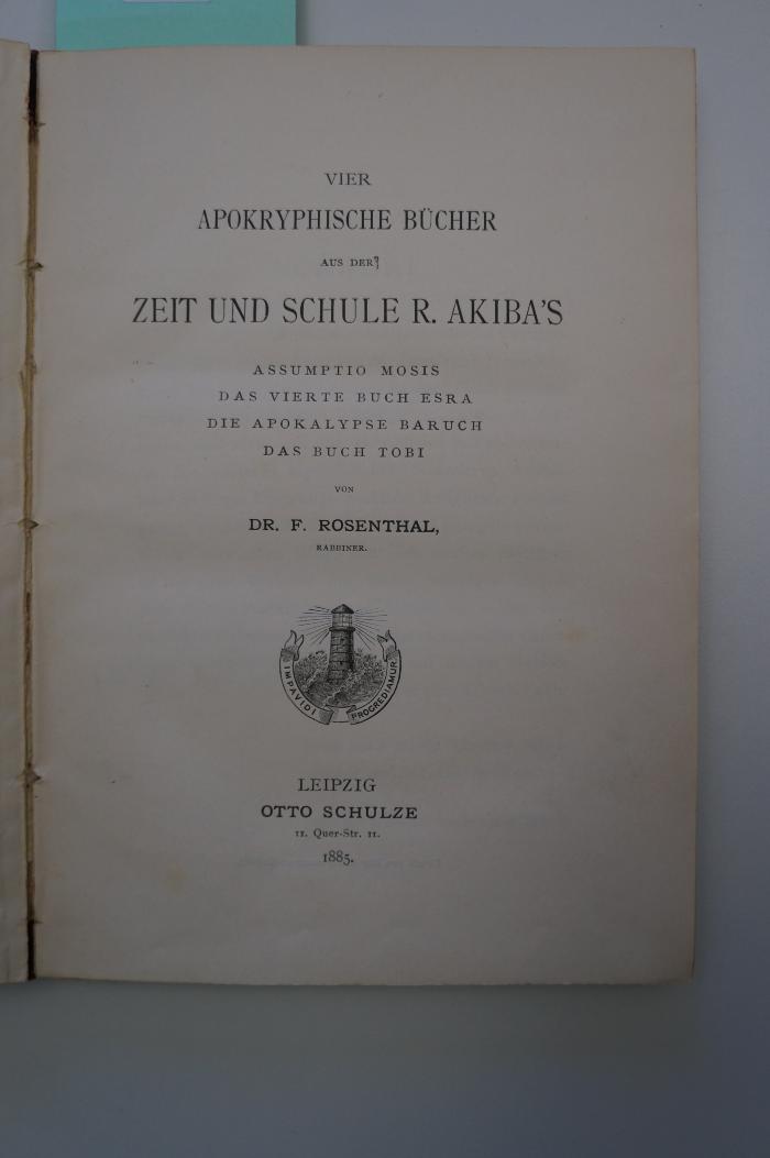 Asch4278 : Vier apokryptische Bücher aus der Zeit und Schule R. Akiba's (1885)