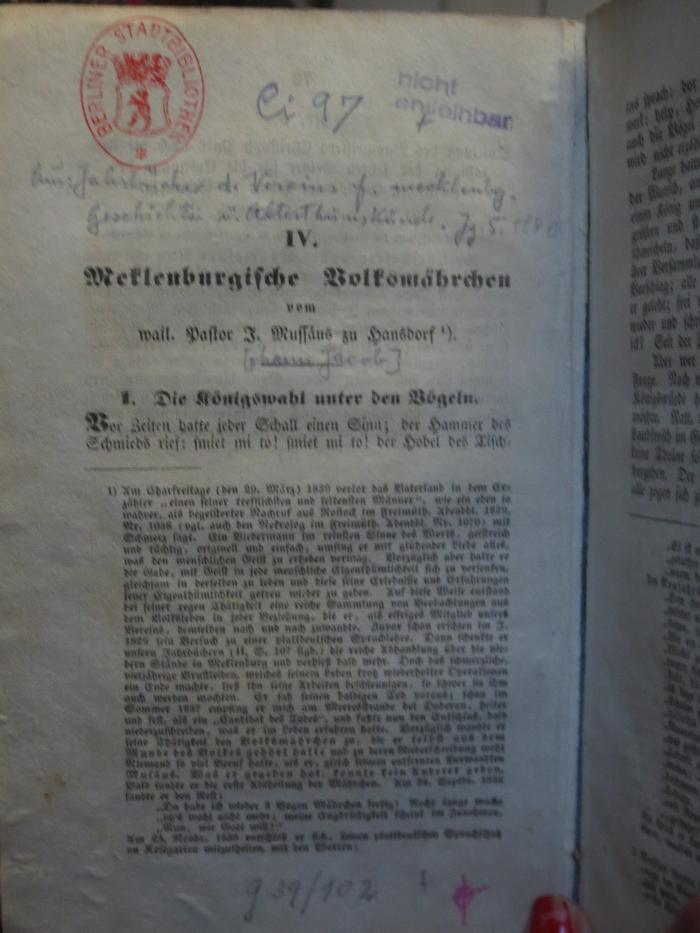 Ci  97: IV. Mecklenburgische Volksmährchen (1840)
