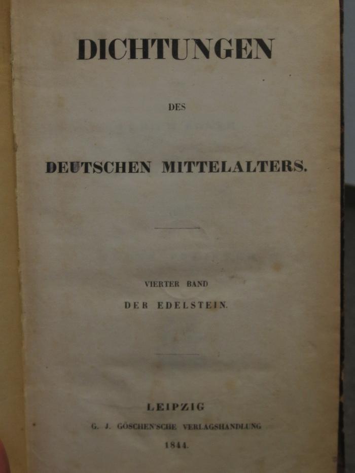 Ck  49: Dichtungen des deutschen Mittelalters : Der Edelstein (1844)