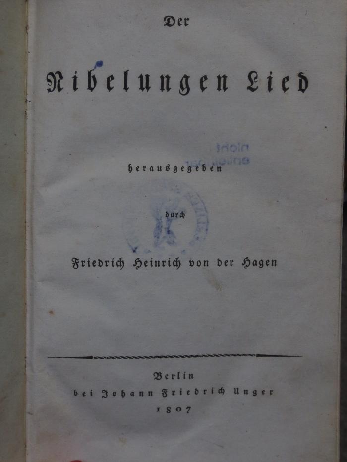 Ck  32: Der Nibelungen Lied (1807)