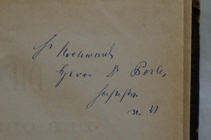 Asch4363 : Die Tosifta des Tracttates Sabbath : in ihrem Verhältnisse zur Mischna kritisch untersucht (1879);- (Perles, Joseph;unbekannt), Von Hand: Name, Widmung; 'S[eine]r Hochwurd..
Herrn Dr Perles
[...]ste. [...]'. 