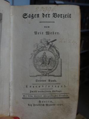 Cl  131 3: Sagen der Vorzeit : Dritter Band : Tugendspiegel (1792)