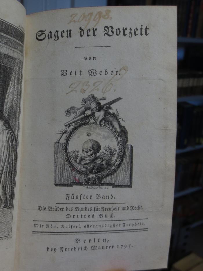 Cl  131 5: Sagen der Vorzeit : Fünfter Band : Die Brüder des Bundes für Freiheit und Recht : Drittes Buch (1795)
