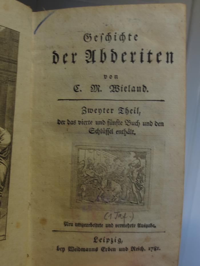 Cl  146 b2: Geschichte der Abberiten : Zweiter Theil, der das vierte und fünfte Buch und den Schlüssel enthält (1781);- (unbekannt), Von Hand: Zeichen. 