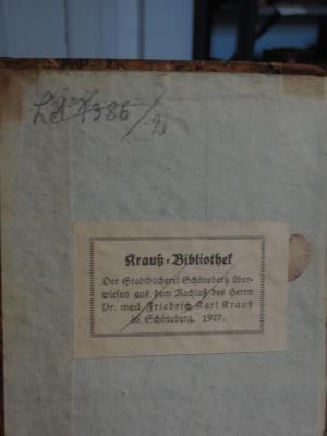 Cl  143 2: Die Söhne des Thales : Ein Dramatisches Gedicht : Zweiter Theil : Die Kreuzesbrüder (1804);- (Wolf[?], E.[?]), Von Hand: Name, Autogramm; 'Wolf'. ;- (unbekannt), Von Hand: Nummer; 'Ld 1386/2'. 