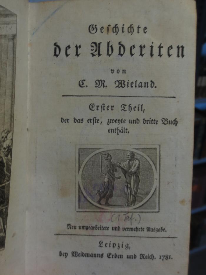 Cl  146 b1: Geschichte der Abberiten : Erster Theil, der das erste, zweite und dritte Buch enthält (1781);- (unbekannt), Von Hand: Zeichen. 