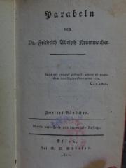 Cl  147 2: Parabeln : von Dr. Friedrich Adolph Krummacher : Zweites Bändchen (1820)