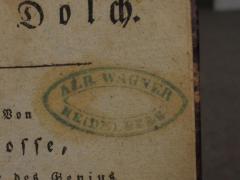 - (Wagner, Alb.), Stempel: Name, Ortsangabe; 'Alb. Wagner
Heidelberg'.  (Prototyp)