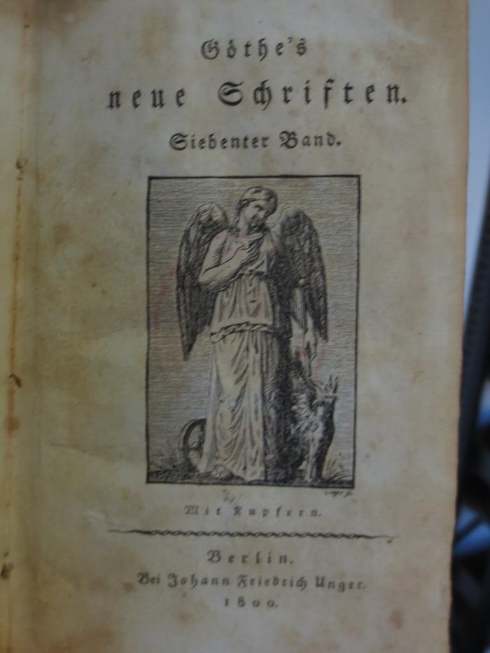 Cl 201 7: Göthe's neue Schriften : Siebenter Band (1800)