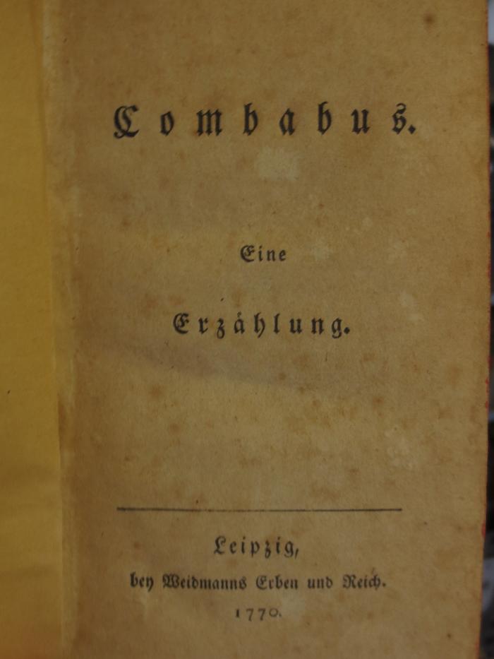 Cl 261: Combabus : Eine Erzählung (1770)