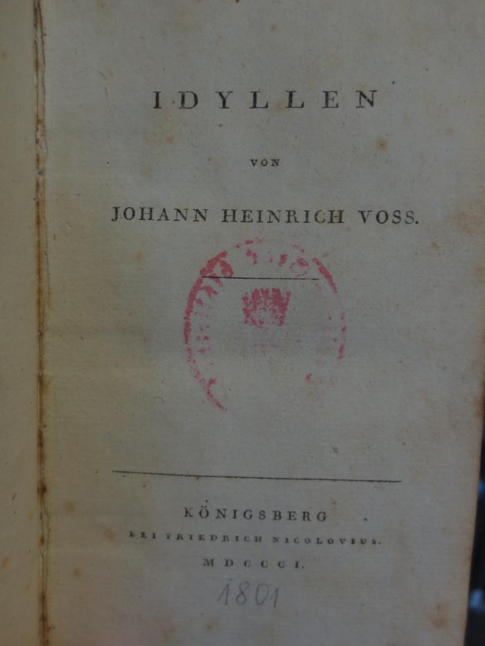 Cl 267: Idyllen : von Johann Heinrich Voss ([1801])