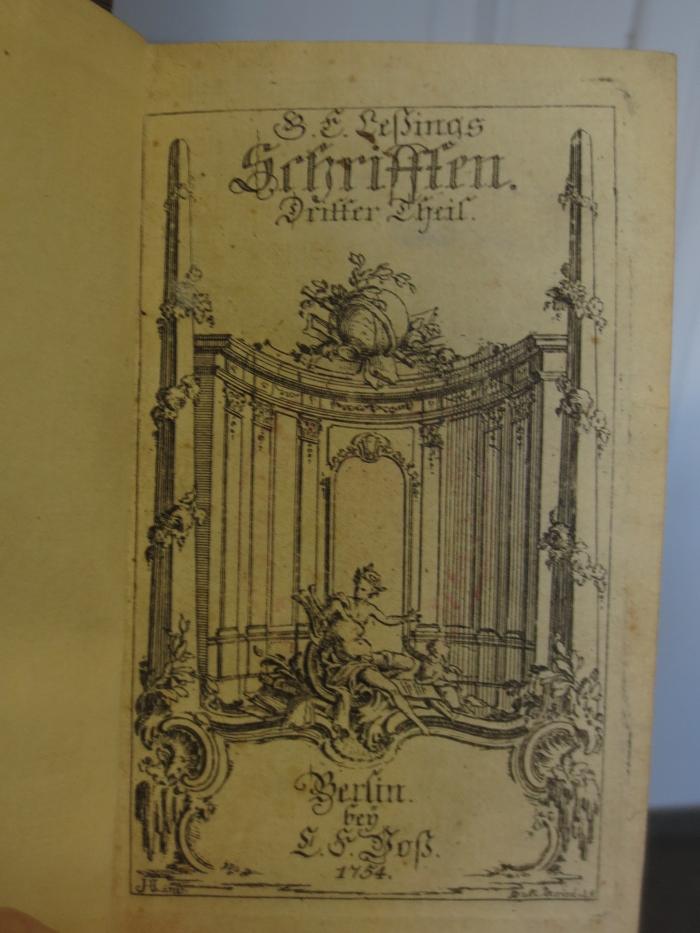Cl 272 3.4: G. E. Leßings Schriften : Dritter Theil (1754)