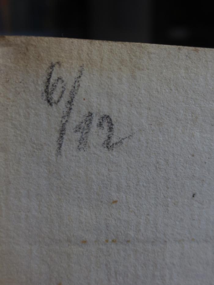 Cl 274 c: Poetische Schriften des Herrn Wielands (1770);- (unbekannt), Von Hand: Nummer; '6/12'. 