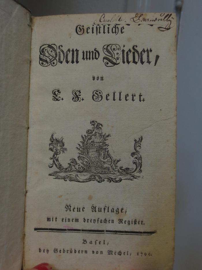 Cl 339 b: Geistliche Oden und Lieder (1795)