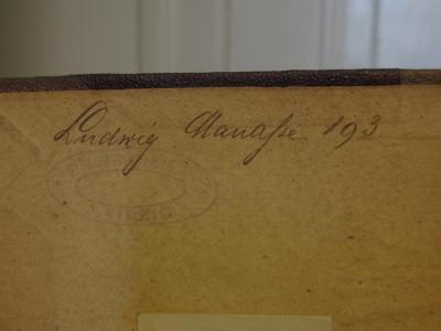 Cl 370 1.2: Friedrich Kind's Theaterschriften : Erster Band (1821);- (Manasse, Ludwig), Von Hand: Autogramm, Name, Nummer; 'Ludwig Manasse 193.'. 