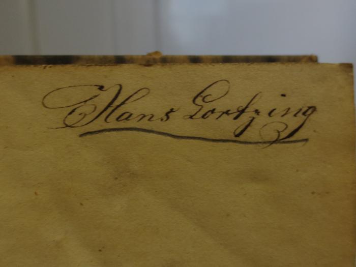 Cl 375: Wilhelm Tell, ein Schauspiel (1816);- (Lortzing, Hans), Von Hand: Autogramm, Name; 'Hans Lortzing'. 