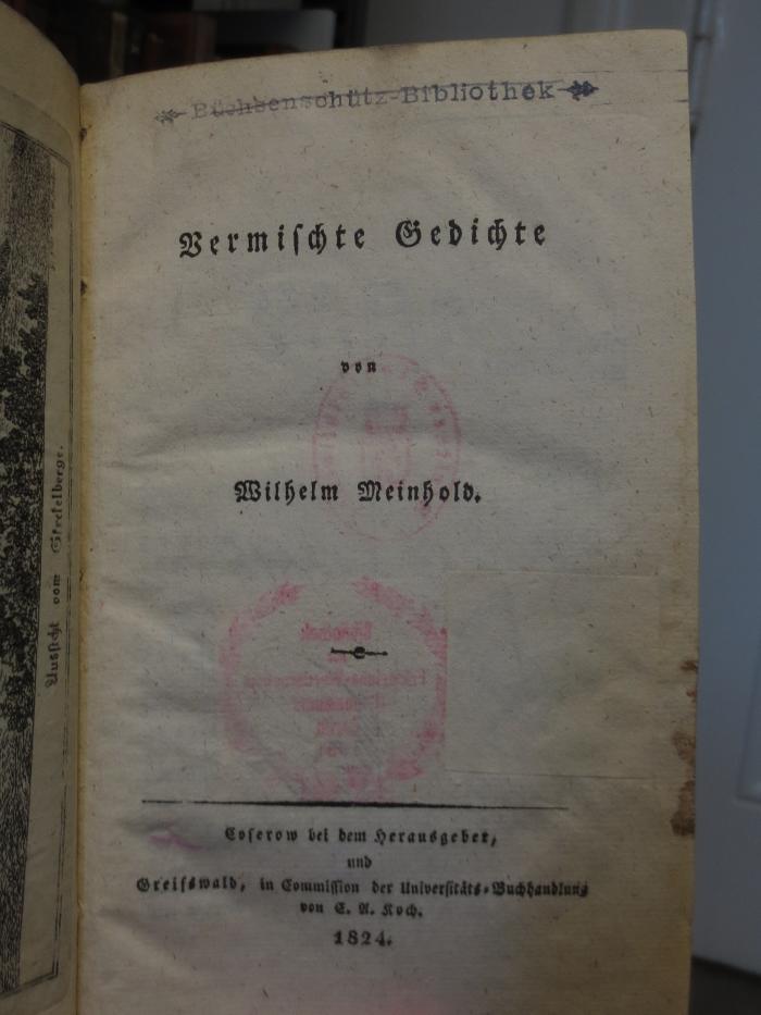 Cl  386: Vermischte Gedichte : von Wilhelm Meinhold (1824)