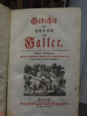 Cl 387 h: Gedichte des Herrn von Haller ([1762])