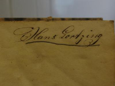 Cl 375: Wilhelm Tell, ein Schauspiel (1816);- (Lortzing, Hans), Von Hand: Autogramm, Name; 'Hans Lortzing'. 
