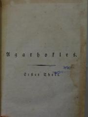Cl 594: Agathokles : Erster Theil (o.J.)