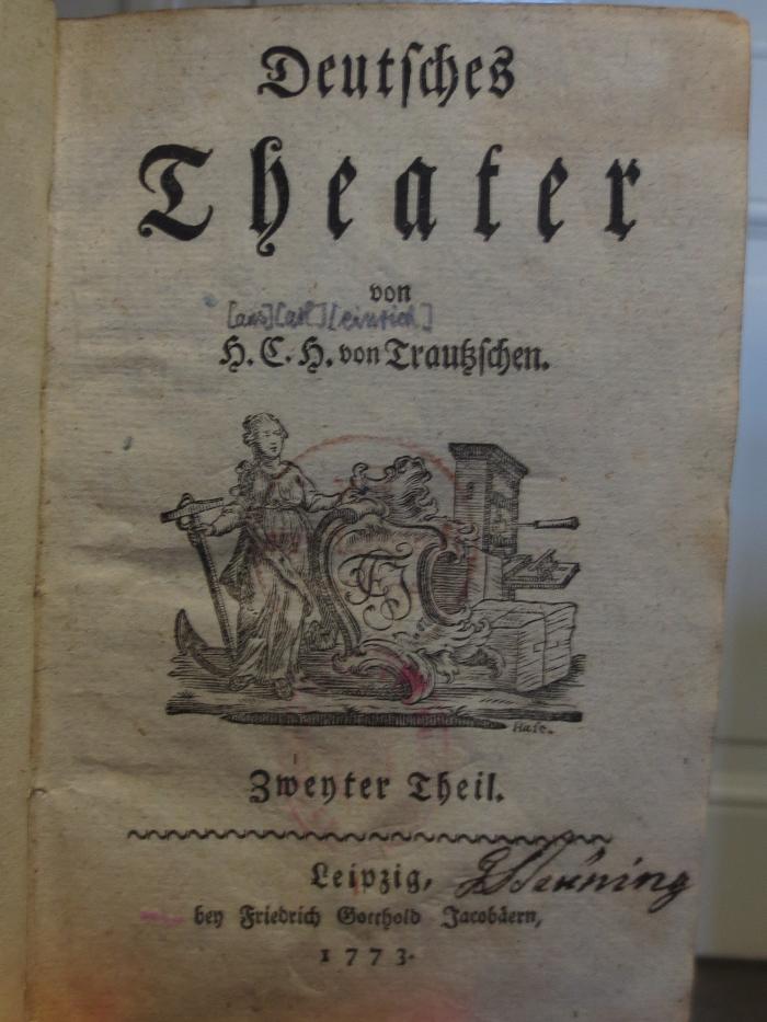 Cl 416 2: Deutsches Theater : Zweyter Theil (1773)