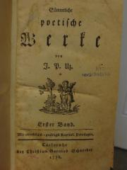 Cl 498 1: Sämmtliche poetische Werke (1776)