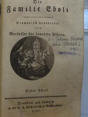 Cl 493 1: Die Familie Eboli : Erster Theil (1791)