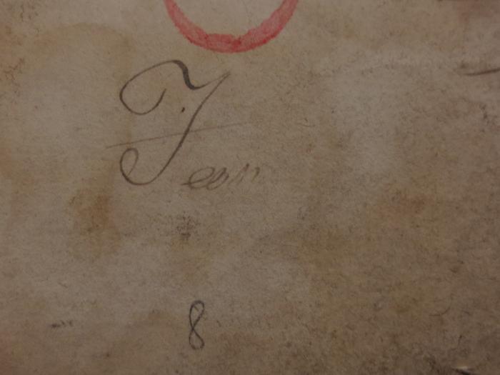Cl 468: Zoé : Ein hohes Ideal zarter Weiblichkeit : aus dem Archive der Familie von E. gezogen (1805);- (unbekannt), Von Hand: Notiz, Nummer; 'Ieen
8'. 