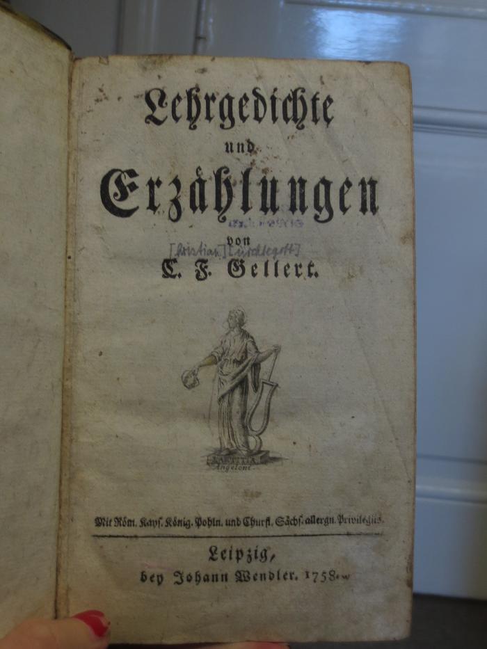Cl 457: Lehrgedichte und Erzählungen : von C. F. Gellert (1758)