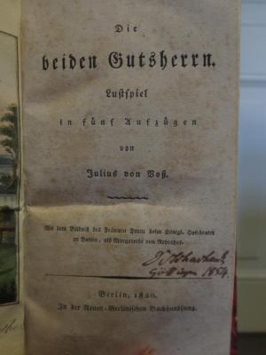 Cl 440: Die beiden Gutsherren : Lustspiel in fünf Aufzügen (1820)