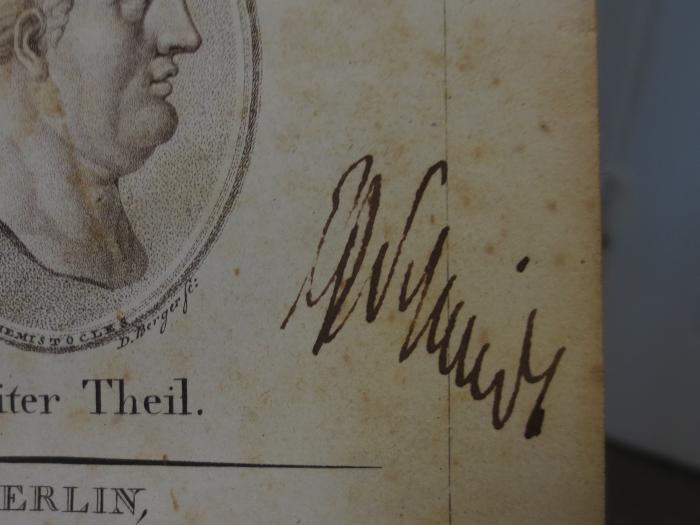 Cl 675 2: Aristides und Themistocles : Zweiter Theil (1792);- (Schmidt[?], [?]), Von Hand: Autogramm, Name; '[...] Schmidt'. 