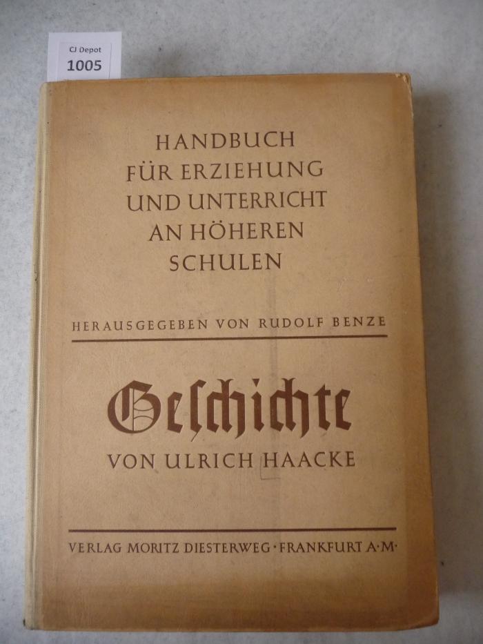  Handbuch für Erziehung und Unterricht an Höheren Schulen. Geschichte. (1943)