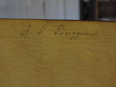 Cl 265 1.2.: Geistliche Lieder : Erster Theil (1773);- (Berggreen, Andreas Peter), Von Hand: Autogramm, Name; 'A. P. Berggreen'. 