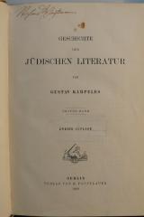BD 1240 KAR : Geschichte der jüdischen Literatur (1909)
