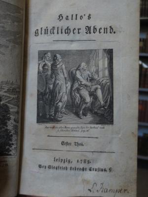 Cl 736 1.2: Hallo's glücklicher Abend : Erster Theil (1783)