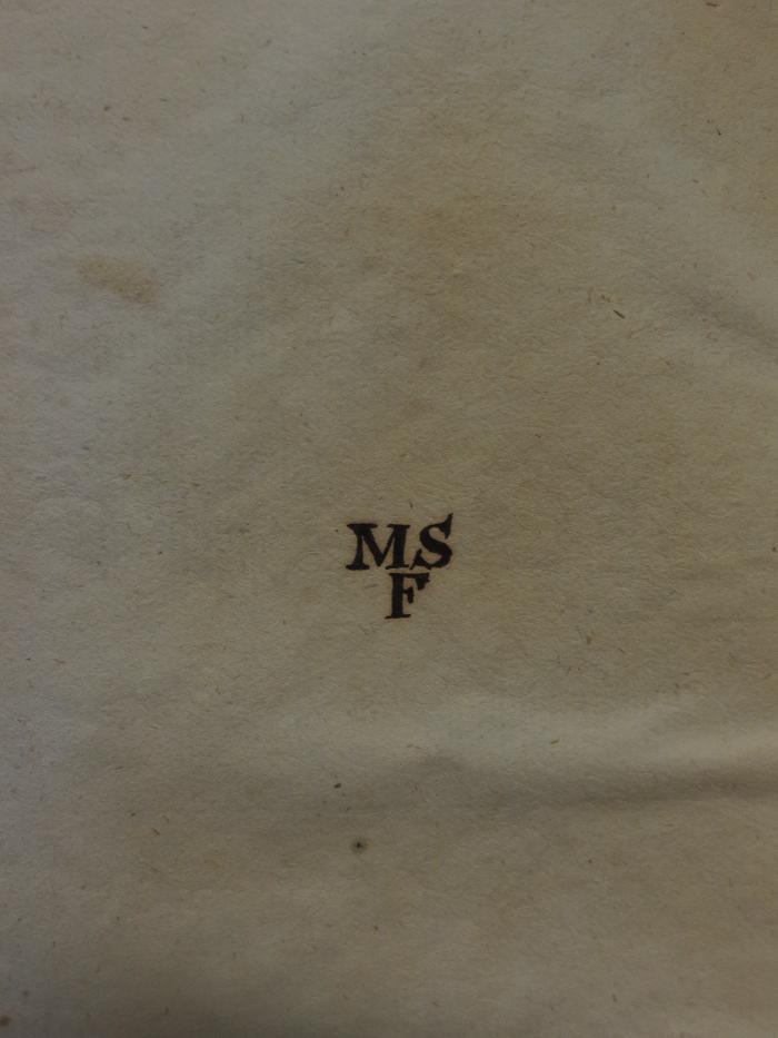 Cl 335: Geistliche Oden und Lieder   (1767);- (MSF), Von Hand: Monogramm, Initiale; 'MSF'. 
