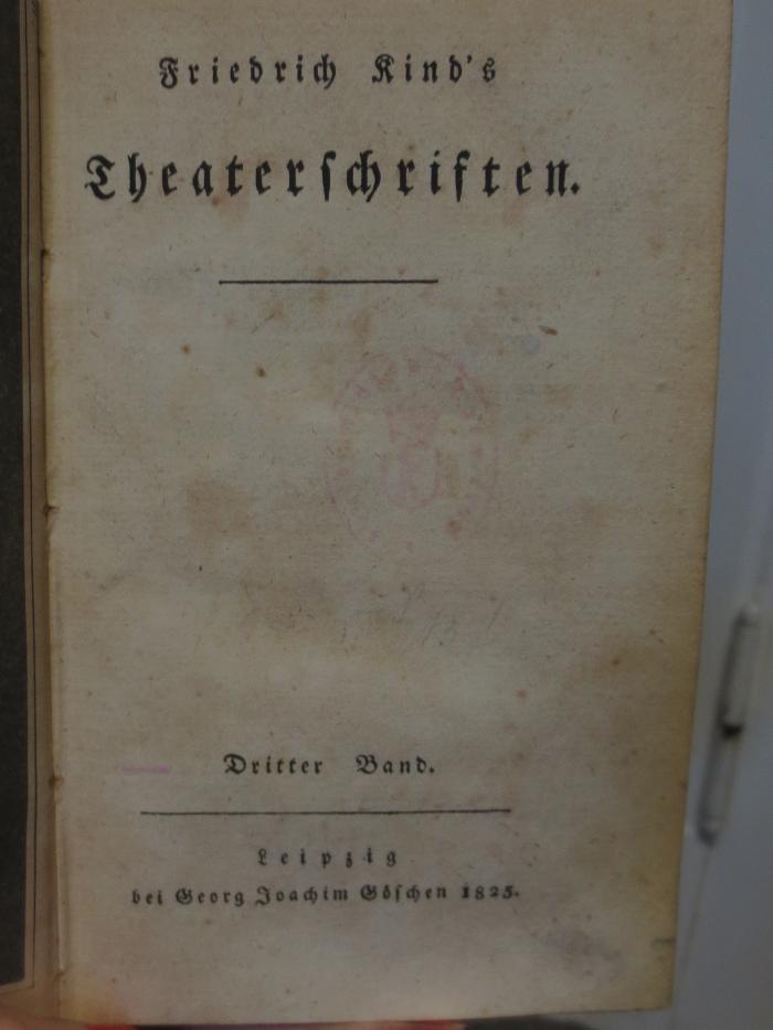 Cl 370 3.(4.]: Friedrich Kind's Theaterschriften : Dritter Band (1825)