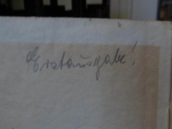 Cl 814 1: Analekten für die Litteratur : Erster Theil (1785);- (Pohl, Hans), Von Hand: Notiz; 'Erstausgabe!'. 