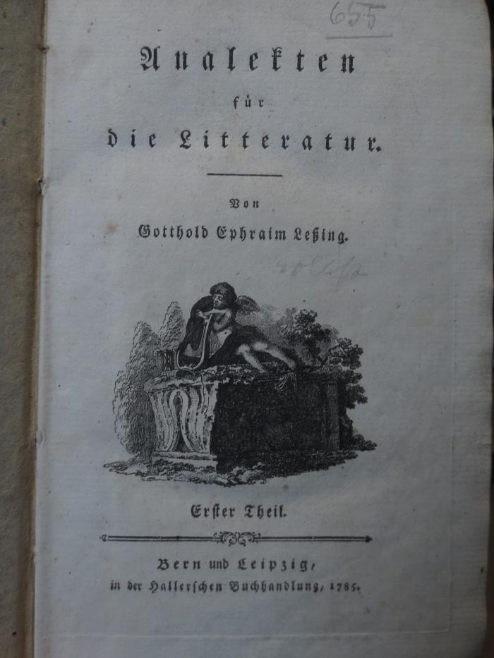 Cl 814 1: Analekten für die Litteratur : Erster Theil (1785)