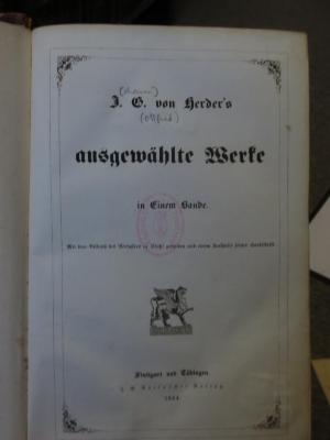 Cl 1032 1-2: J. G. von Herder's ausgewählte Werke (1844)